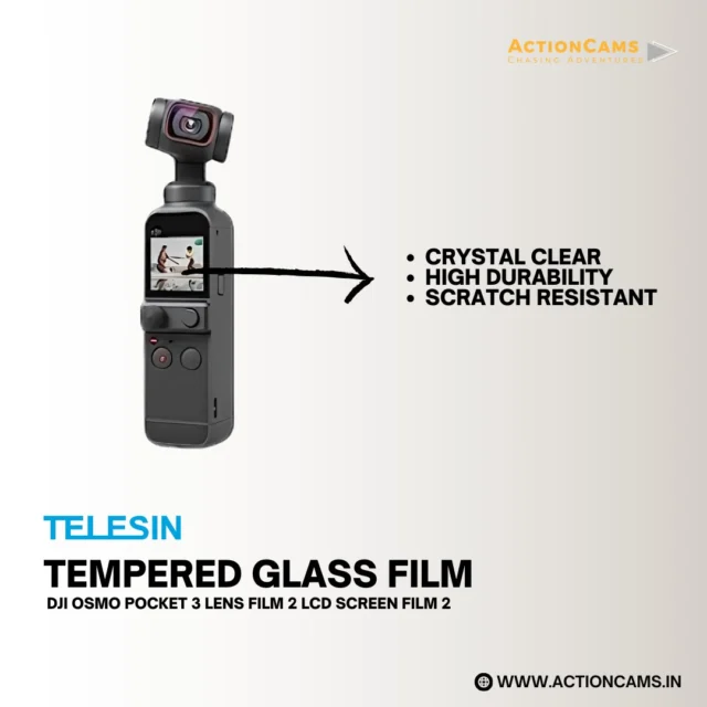 Shield Your DJI Osmo Pocket 3 in Style! 

Keep every shot crisp and damage-free with our Tempered Glass Film Set — includes 2x lens films & 2x LCD screen films for total protection.
✅ 9H hardness – resists scratches, drops & daily wear
✅ Bubble-free, edge-to-edge fit for seamless clarity
✅ Ultra-clear transparency for true-to-life capture
✅ Comes with wet/dry wipes + dust removers for foolproof installation

🔖 MRP: ₹760/-

🛒 Shop Now: www.actioncams.in
📞 Contact: 6361893200

#ActionCamsIndia #DJIOsmoPocket3 #TemperedGlass #LensProtector #CameraCare #VloggingEssentials #GearProtection #CrystalClear #TechAccessories