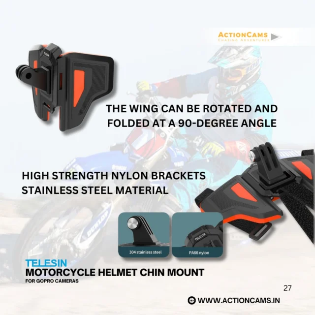 🏍️ Capture Every Ride with the Orange Chin-Strap Mount for GoPro!

Upgrade your motorcycling adventures with our bold Motorcycle Helmet Chin-Strap Mount—perfectly designed for GoPro cameras. Safe, vibrant, and ultra-secure, this mount lets you go hands-free and get the ride from your POV!

✅ Heavy-duty plastic build with steel-reinforced strap
✅ Twin-screw GoPro mount for ultra-stable footage
✅ Quick-release design—attach & remove with ease
✅ Bold orange color for visibility and style

MRP: ₹1199/-

Get your adrenaline shots in full color—whether you're cresting a hill, carving corners, or just cruising! 

🛒 Shop now: www.actioncams.in
📞 Call us: 63618 93200

#ActionCamsIndia #GoProMount #HelmetMount #MotorcycleVlog #RideWithView #AdventureGear #HandsFreeFilming