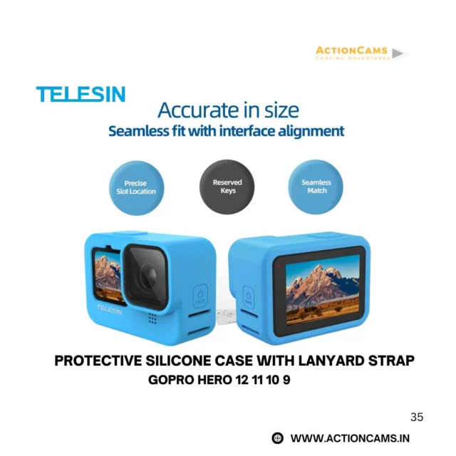 🖤 Protect What Captures Your Adventures!
Introducing the TELESIN Black Silicone Case – your GoPro Hero 12/11/10/9’s perfect companion for rugged, real-world action. Designed with care, built for adventure.

🔹 Custom Fit. Maximum Protection.
✔️ Shock-absorbing soft silicone
✔️ Dustproof & scratch-resistant
✔️ Lightweight & slim profile
✔️ Precise cutouts for easy access
✔️ Lanyard strap for grab-and-go convenience

🛡️ Why it matters:
Stay worry-free from bumps, drops, and dirt while your GoPro stays fully accessible. Whether it’s a mountain trail or a beach day, this case is the lightweight armor your GoPro deserves.

 MRP: ₹799/-
 Shop now: www.actioncams.in
 Contact: 6361893200

#GoProIndia #TELESIN #ActionCamsIndia #GoProHero12 #GoProAccessories #ProtectYourGear #TravelEssentials #GoProCase #SiliconeCase #AdventureProof #Dustproof #ScratchResistant